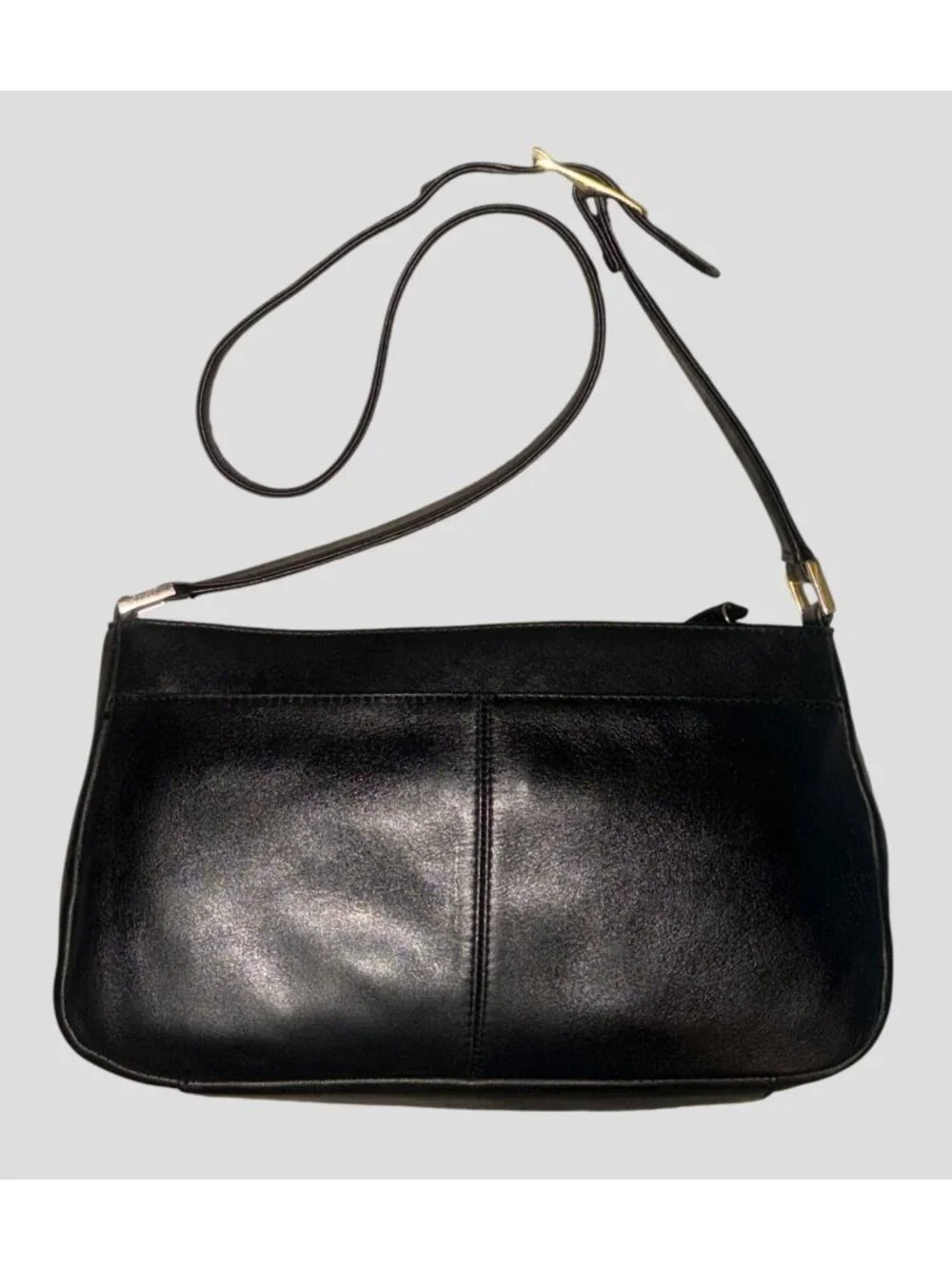 VTG Etienne Aigner Shoulder Bag Black Leather Brass Pocket Purse Horseshoe Logo - Picture 6 of 11